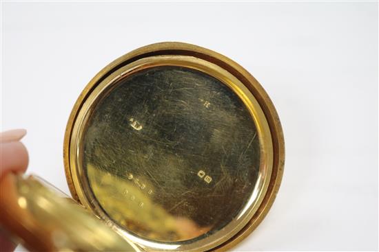 A late Victorian 18ct gold keyless lever pocket watch by Wright & Craighead.